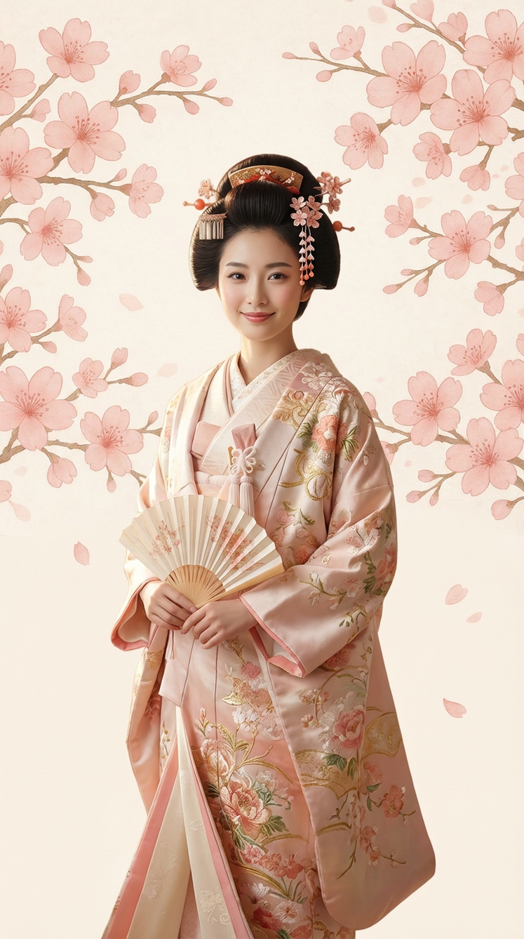 Femme japonaise en kimono traditionnel