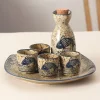chauffe vin japonais, pot à saké, ensemble de tasses en céramique faites à la main, pot de distribution de vin antique, pot chaud vintage baijiu, tasse à spiritueux