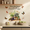 autocollants muraux avec citations de cuisine, herbes de cuisine, art de cuisine, papillon, fleur, décorations artistiques pour la maison
