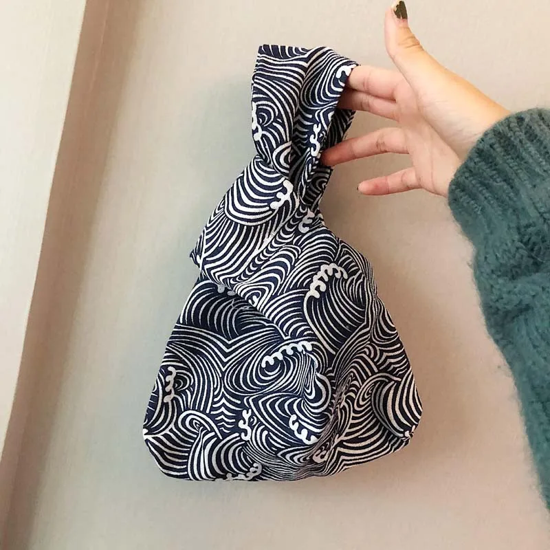Sac à main ondulé de style japonais pour femme, porte-monnaie, sacs pour téléphone portable, nœud de barre, poignet, dames Sac à main ondulé de style japonais pour femme, porte-monnaie, sacs pour téléphone portable, nœud de barre, poignet, dames