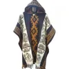 mode hommes poncho châle tricot rétro motif ethnique impression automne hiver coupe vent femmes à capuche cape mâle vêtements d'extérieur manteaux