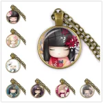 Collier pendentif visage de fille japonaise pour femme, cabochon en verre breton, cadeau de bijoux anime mignon, belle fille