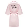 peignoir kimono rose en satin pour femme, robes de demoiselle d'honneur pour mère de la mariée