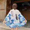 Kimono imprimé japonais pour femmes, vêtements d&rsquo;été, streetwear asiatique, cardigan, chemise, robe Haori, 31204