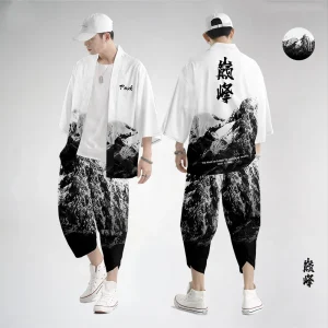 Vêtements traditionnels japonais pour hommes, pantalon kimono rétro, mode asiatique, trempée Tang Harajuku Hanfu Vêtements traditionnels japonais pour hommes, pantalon kimono rétro, mode asiatique, trempée Tang Harajuku Hanfu