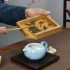 kung fu puer tea rectangulaire en bambou, conteneur de stockage, gadgets créatifs japonais pour cérémonie du thé