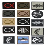 Patch brodé en arête de poisson, insigne de poisson rectangulaire, brassard, orang-outan, bande de poitrine, casquettes, veste, sac à dos, boucle à crochet, nouveau