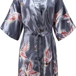 Robe de mariée en Satin de soie pour demoiselle d’honneur, peignoir Floral, Kimono court, Robe de nuit, Robe de bain, à la mode, pour femmes Robe de mariée en Satin de soie pour demoiselle d’honneur, peignoir Floral, Kimono court, Robe de nuit, Robe de bain, à la mode, pour femmes