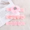 bandeau de cheveux avec nœud papillon pour bébé, 3 pièces/lot, couronne fleurie, pour sauna, joli vêtement pour enfants, accessoire photo photographié