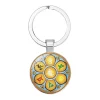 bijoux à la mode indien sanskrit om symbole, porte clés ohm om aum bouddha lotus en argent plaqué fleur de vie mandala, anneau en verre d'art