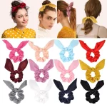 Ruoshui – ruban de cheveux oreilles de lapin mignon pour femmes, chouchous solides, attaches de cheveux pour filles, bandeau en caoutchouc ornements porte-queue de cheval