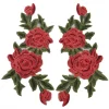 1 paire de patchs en dentelle à fleurs rouges, motif de dentelle brodée pour la couture de tissu en dentelle pour scrapbooking
