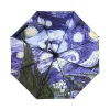 van gogh célèbre peinture à l'huile parapluie soleil et pluie anti uv parapluie pour hommes et femmes parasol de pluie pliant paraguas