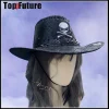 chapeau gothique lolita harajuku spice girl pour hommes et femmes, chapeau de cow boy à bord roulé, chapeau en feutre western jazz, vintage