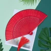petit éventail chinois de danse classique en bambou, portable, en soie, 21x38cm, idéal comme cadeau japonais