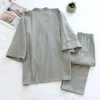 pyjama kimono deux pièces pour hommes, 100% coton, simple, grande taille, manches trois quarts, pantalon, ensemble de service à domicile, printemps et été 2025