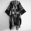 mode hommes poncho châle tricot rétro motif ethnique impression automne hiver coupe vent femmes à capuche cape mâle vêtements d'extérieur manteaux