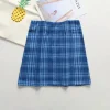 bleu plaid femmes élégantes mini jupes 2025 été mode dames vintage jupe fête femme jupe fendue filles chic streetwear