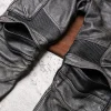 fjmen pantalon en cuir de vachette véritable, optique naturelle, dispositif de protection supplémentaire, style vintage, gris, hiver