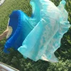 1 paire (1l + 1r) femmes 100% vraie soie danse orientale ventilateur voiles coloré dégradé scène danse soie fans danse du ventre accessoires ventilateur