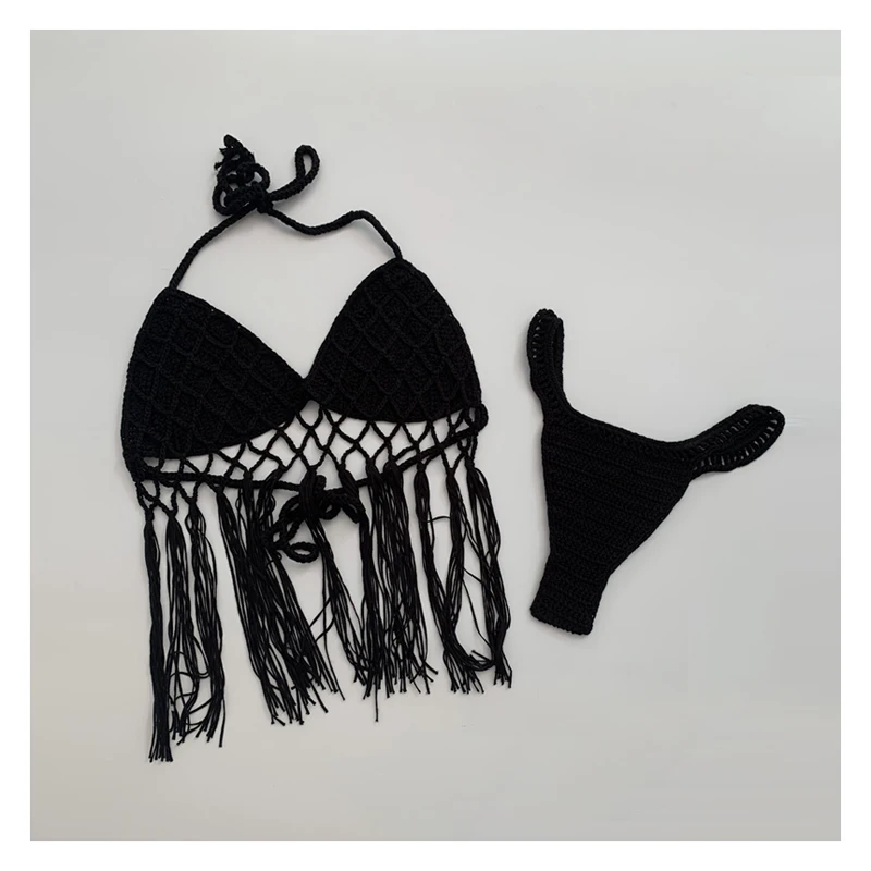 cover ups de bikini au crochet fait à la main pour femmes, coupe à pampilles, jupe longue, ensembles de trois pièces, maille, robe de maillot de bain en macramé imbibé cover ups de bikini au crochet fait à la main pour femmes, coupe à pampilles, jupe longue, ensembles de trois pièces, maille, robe de maillot de bain en macramé imbibé