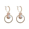 boucles d'oreilles coréennes surdimensionnées en perles blanches pour femmes, style bohème, rond doré, en zircon, bijoux cadeau de mariage, nouvelle mode 2023