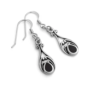 Huitan – boucles d&rsquo;oreilles suspendues Vintage pour femmes, Design époxy noir, accessoires féminins élégants, bijoux rétro de haute qualité, livraison directe