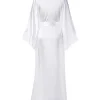 femmes sexy longue robe kimono dentelle robe de bain lingerie robe glace soie chemise de nuit couleur unie chemise de nuit vêtements de nuit grande taille # 0701