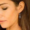 huitan – boucles d'oreilles suspendues vintage pour femmes, design époxy noir, accessoires féminins élégants, bijoux rétro de haute qualité, livraison directe