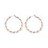 boucles d'oreilles en or plaqué or 18 carats pour femmes, bijoux de haute qualité, boucles d'oreilles à breloques circulaires tressées en perles d'eau douce naturelles