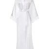 Femmes Sexy longue Robe Kimono dentelle Robe de bain Lingerie Robe glace soie chemise de nuit couleur unie chemise de nuit vêtements de nuit grande taille # 0701 Femmes Sexy longue Robe Kimono dentelle Robe de bain Lingerie Robe glace soie chemise de nuit couleur unie chemise de nuit vêtements de nuit grande taille # 0701
