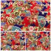 tissu de style japonais en coton bronzant, poudre d'or, fleur de cerisier ondulée, libellule, grue, carpe, tissu d'impression pour sacs faits à la main, bricolage