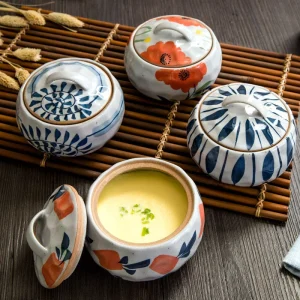 Tasse à ragoût en céramique de Style japonais avec couvercle, tasse à soupe, bol à œufs cuits à la vapeur, Pot à ragoût, tasse en céramique pour la maison