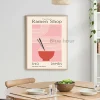 affiche murale japonaise ramen noodles chat, art illustré, aquarelle, sushi, peinture sur toile, décor de restaurant japonais