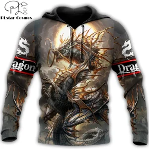Sweat à capuche unisexe imprimé Dragon en 3D pour hommes, pull décontracté avec fermeture éclair, Streetwear, swadera hombre, DW0519