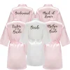 Peignoir Kimono Rose en Satin pour Femme, Robes de Demoiselle d&rsquo;Honneur pour Mère de la Mariée