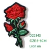 rose avec feuilles d'amour, patchs brodés au fer, pour vêtements, bricolage, rayures, autocollant patchwork, badges à fleurs personnalisés