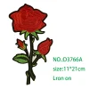 rose avec feuilles d'amour, patchs brodés au fer, pour vêtements, bricolage, rayures, autocollant patchwork, badges à fleurs personnalisés
