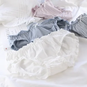 Sous-vêtements japonais purs pour femmes avec bord d’oreille, sous-vêtements mignons sans couture, coton respirant, lingerie Kawaii, taille moyenne, vent simple Sous-vêtements japonais purs pour femmes avec bord d’oreille, sous-vêtements mignons sans couture, coton respirant, lingerie Kawaii, taille moyenne, vent simple