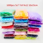 Chaud 1000 pcs/lot 5×7 7×9 9×12 10×15 cm cordon Organza sac de mariage fête de noël cadeau sacs faveur bijoux emballage sacs pochette