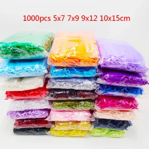 Chaud 1000 pcs/lot 5×7 7×9 9×12 10×15 cm cordon Organza sac de mariage fête de noël cadeau sacs faveur bijoux emballage sacs pochette Chaud 1000 pcs/lot 5×7 7×9 9×12 10×15 cm cordon Organza sac de mariage fête de noël cadeau sacs faveur bijoux emballage sacs pochette