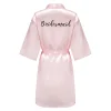 peignoir kimono rose en satin pour femme, robes de demoiselle d'honneur pour mère de la mariée