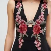 1 paire de patchs en dentelle à fleurs rouges, motif de dentelle brodée pour la couture de tissu en dentelle pour scrapbooking