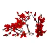 1 paire de patchs en dentelle à fleurs rouges, motif de dentelle brodée pour la couture de tissu en dentelle pour scrapbooking