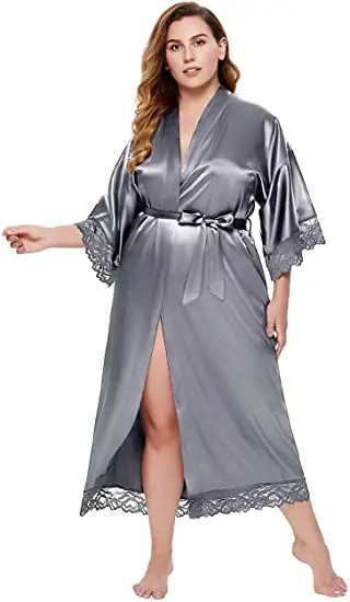 femmes sexy longue robe kimono dentelle robe de bain lingerie robe glace soie chemise de nuit couleur unie chemise de nuit vêtements de nuit grande taille # 0701 femmes sexy longue robe kimono dentelle robe de bain lingerie robe glace soie chemise de nuit couleur unie chemise de nuit vêtements de nuit grande taille # 0701