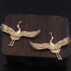 6 paires de grues coulées en laiton, décoration d'oiseaux de haute qualité, couleur argent or pour accessoires artisanaux