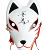 masque complet peint à la main démon kitsune cosplay pvc mascarade halloween personnage de dessin animé masque rouge bleu