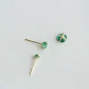 ccfchain boucles d'oreilles yas en argent regardé 925, plaqué or 14 carats, vert émeraude, mini boucles d'oreilles rondes à quatre griffes japonaises et coréennes