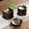 Service à thé cérémonie du thé Kung Fu, sous-verre, tapis isolant, support de tasse, ensemble combiné en ébène pour la maison japonaise, accessoires Service à thé cérémonie du thé Kung Fu, sous-verre, tapis isolant, support de tasse, ensemble combiné en ébène pour la maison japonaise, accessoires