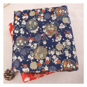 Tissu imitation satin de style japonais, tissu à motifs floraux pour robe de maison en brocart